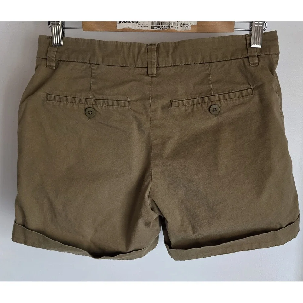 L.O.G.G. Bermuda Shorts Women Size 6 Brown Solid Cotton Casual Chino - Picture 2 of 5